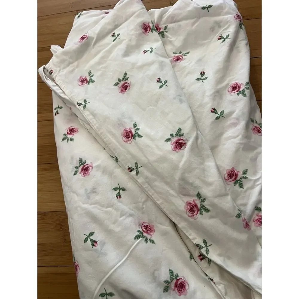 IKEA EMELINA KNOPP Full Size Duvet Cover pretty pink roses on white background
